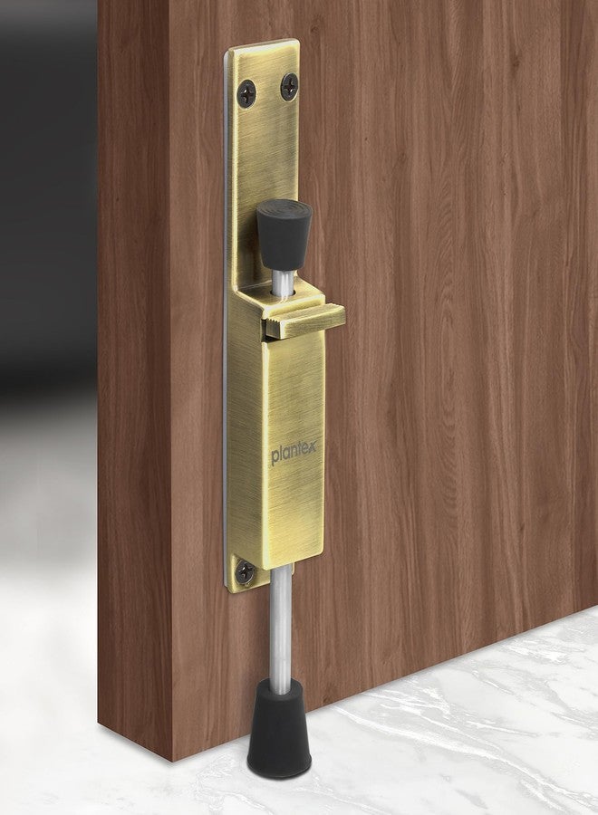 Plantex Kickdown Door Stopper Spring Loaded Telescopic Step On/Off Door Stopper Rubber, Adjustable Heavy Duty Door Locks Holder Stops/Release by Foot/Door Stop - (Brass Antique) - Image 1